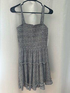 Jessica Simpson Black and White Smocked Mini Dress